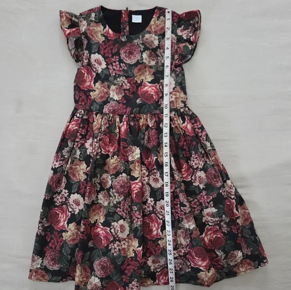 Edgehill Collection Pink and Red Dark Floral Dress Kids 6